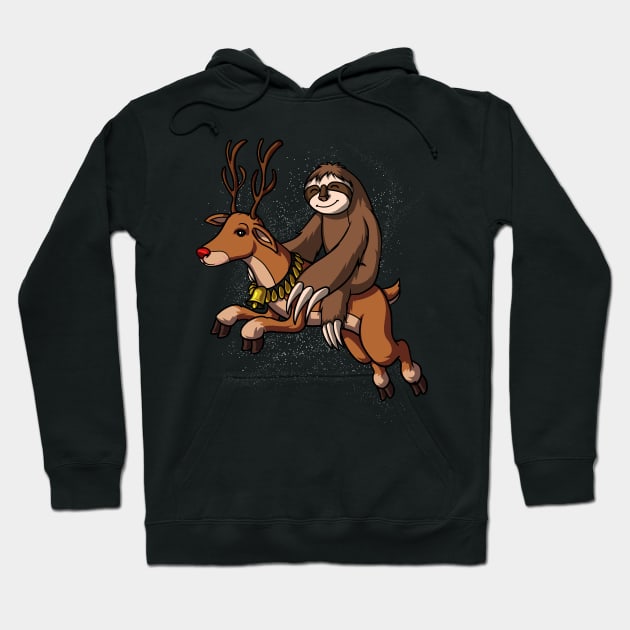 Sloth Santa Riding Reindeer Christmas Hoodie by underheaven